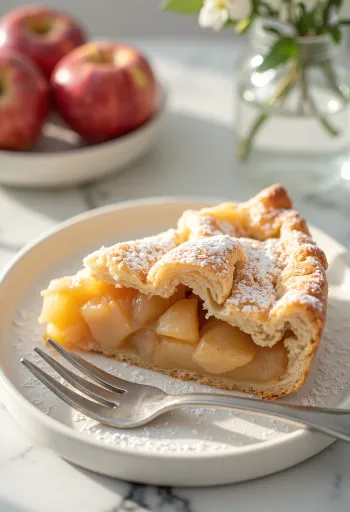 Traditionell äppelpaj – Hemgjord kaka fylld med mjuk, kanelkryddad äppelfyllning i frasig deg.