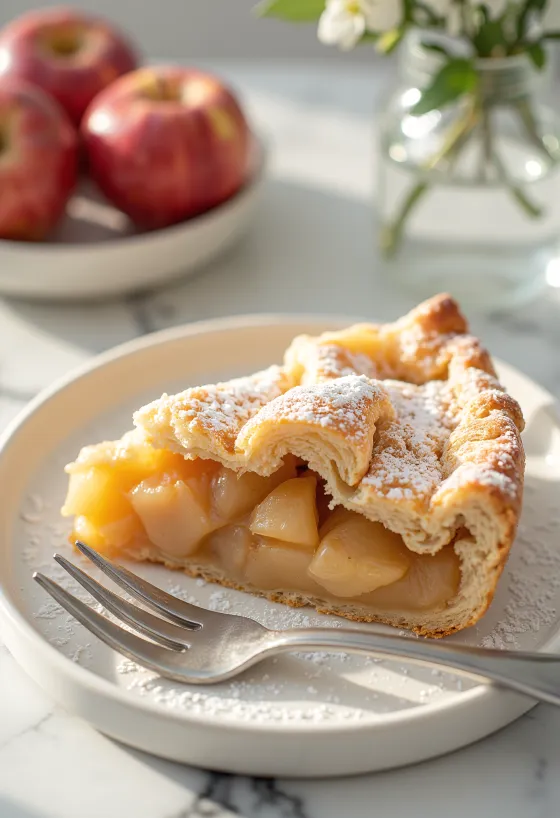 Traditionell äppelpaj – Hemgjord kaka fylld med mjuk, kanelkryddad äppelfyllning i frasig deg.