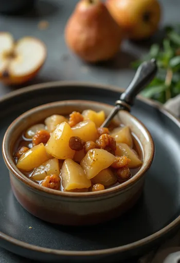 Sötsur päronchutney serverad