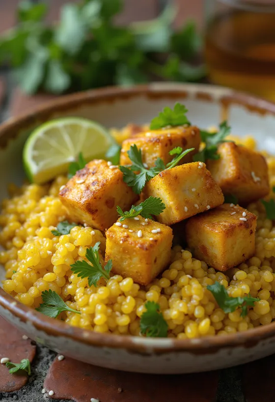 Stekt tofu med lime och curryquinoa