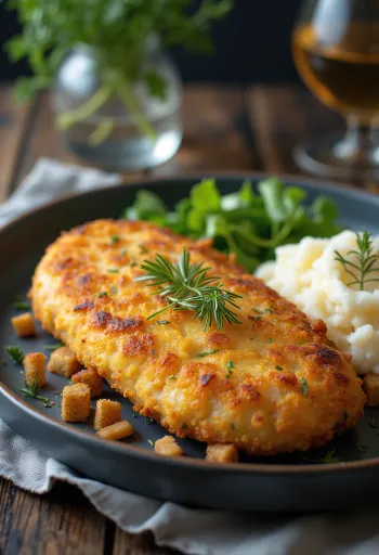 Pozharsky cutlet, rysk kycklingbiff med smör och ströbröd, serverad med potatismos