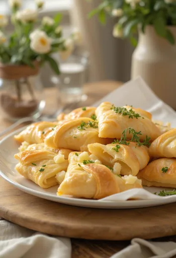 Nygräddad börek med kvarg och vitlök serverad