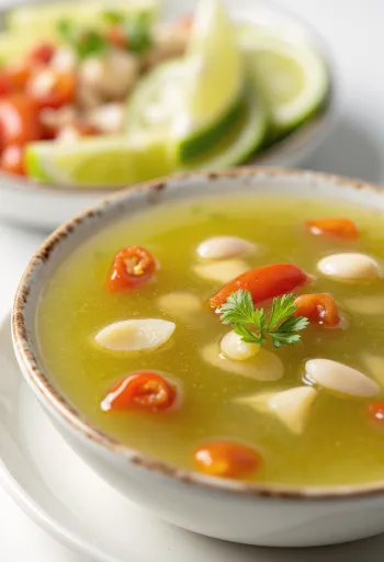 Sötsur sås med lime och chili serverad