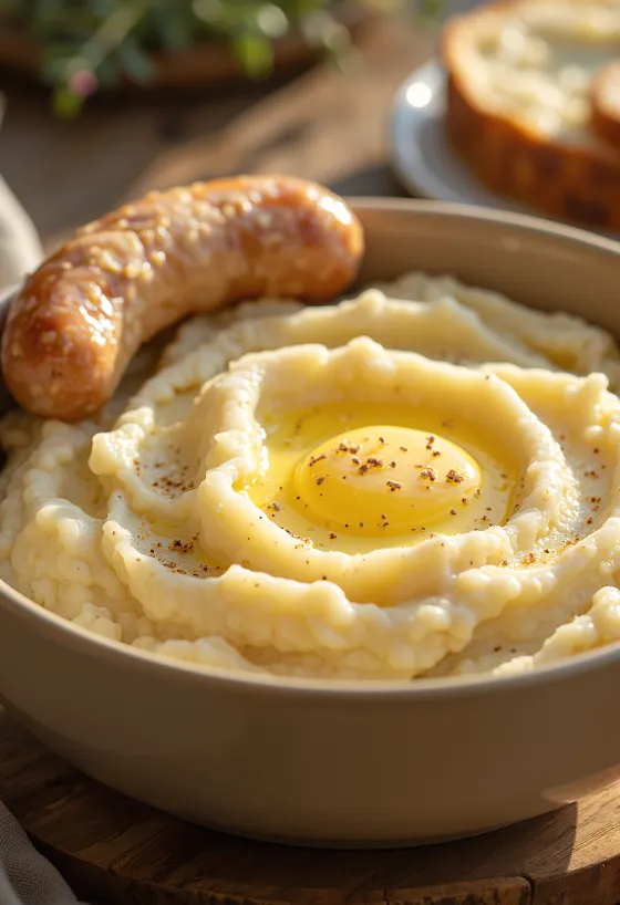 Krämigt potatismos blandat med smör och grädde