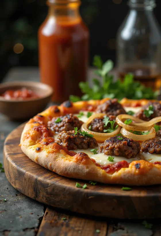 Pizza Kenyan Nyama Choma serverad