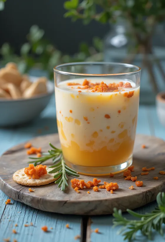 Probiotisk kefir med rökt paprika, garnerad med färsk citron och persilja