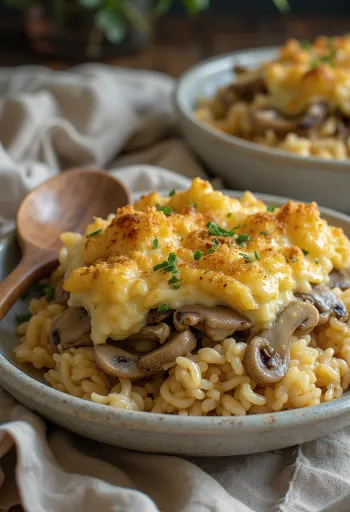 Vegansk svampgratäng serverad