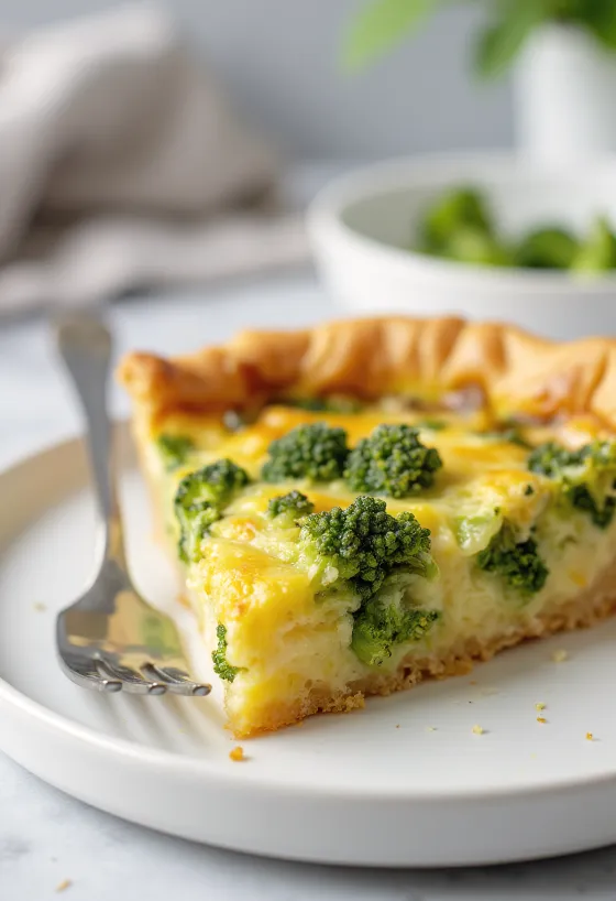 Quiche med broccoli och parmesan nyss gräddad