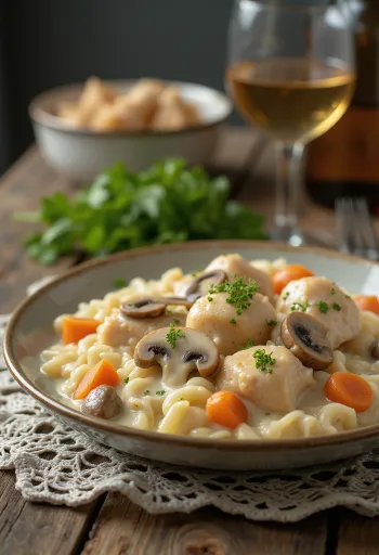 Chicken Fricassee serverad med gräddsås