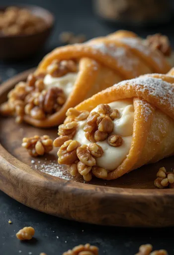 Cannoli med valnötter serverad