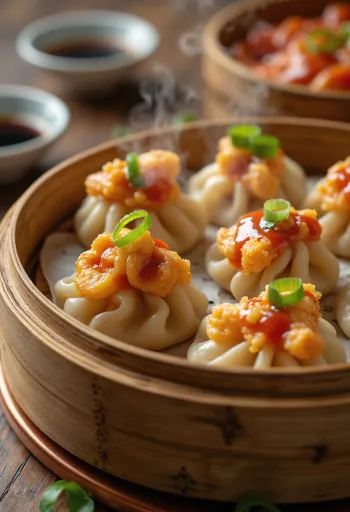 Siomay med stark sås, läckra ångade knyten serverade med stark sås