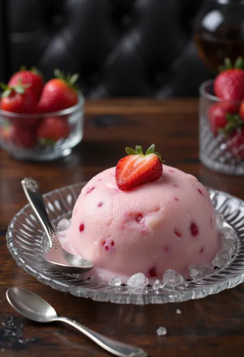 Jordgubbsparfait serverad