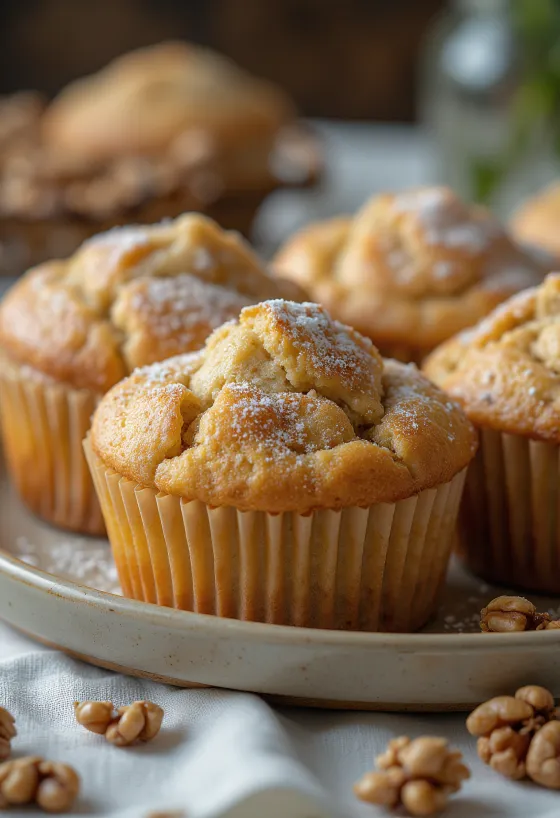 Kanel- och valnötsmuffins serverade
