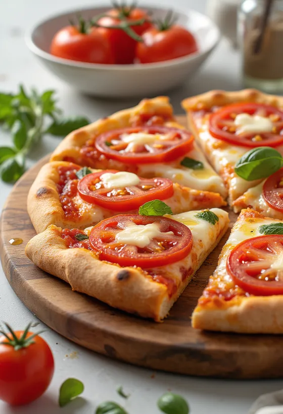 Pizza al Pomodoro Fresco med färska tomater och mozzarella
