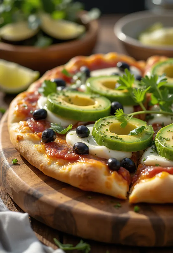 Pizza Mexicana med jalapeño, svarta bönor och avokado