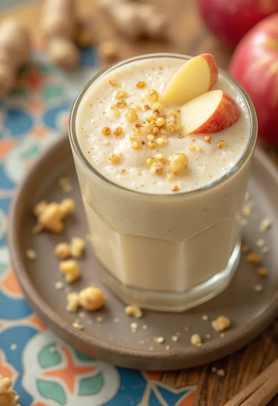 Äpple- och ingefärssmoothie med färska äpplen och riven ingefära