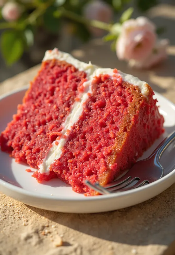 Red velvet-tårta med krämiga lager