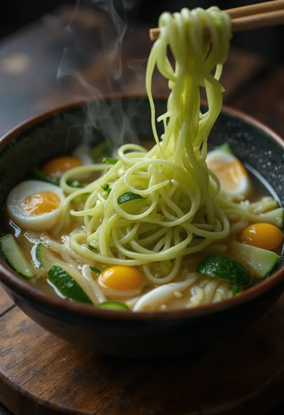 Ssuk kalguksu, nudlar, spenat och ägg i en rik soppa