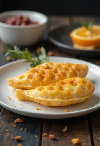 Taiyaki med apelsinskal, fylld med söt rödbönspasta