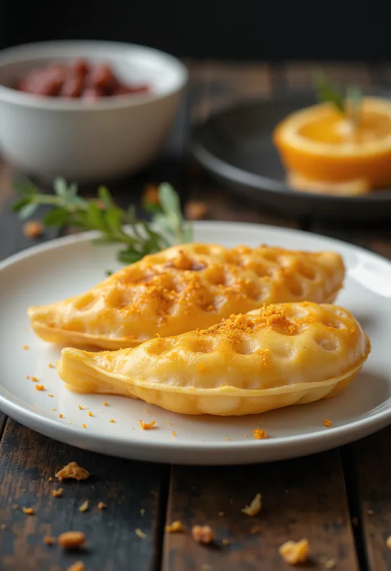 Taiyaki med apelsinskal, fylld med söt rödbönspasta