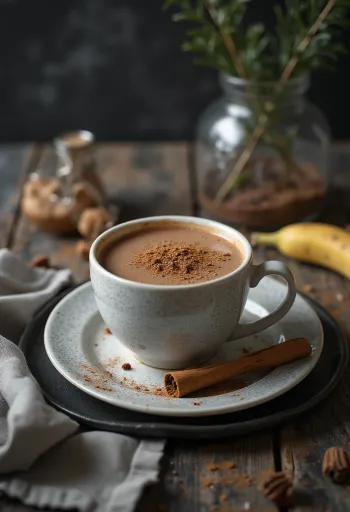 Banan- och chokladte i kopp