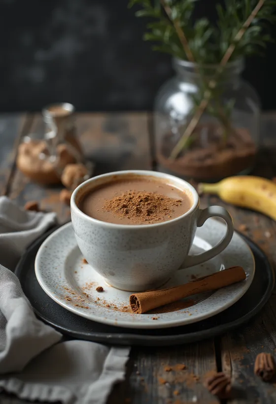 Banan- och chokladte i kopp