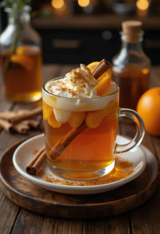Apelsin- och kanelcider serverad i glas