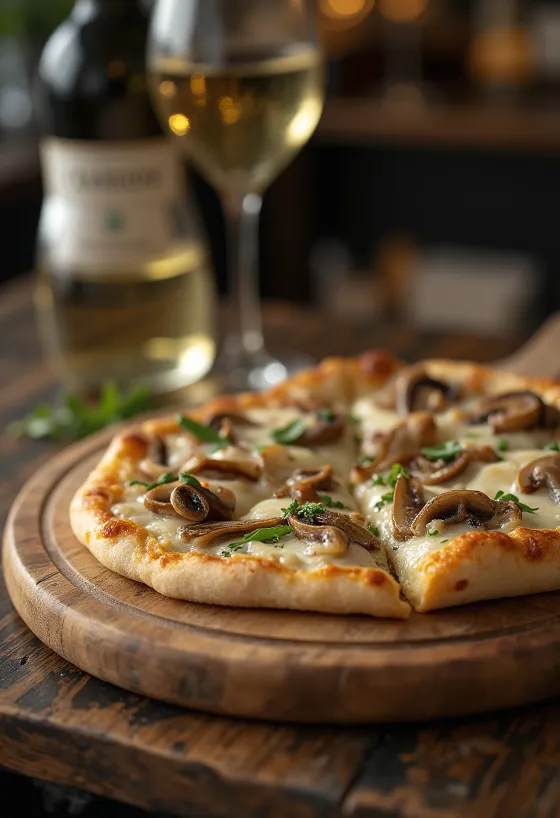 Pizza ai Porcini med färsk karljohansvamp och mozzarella