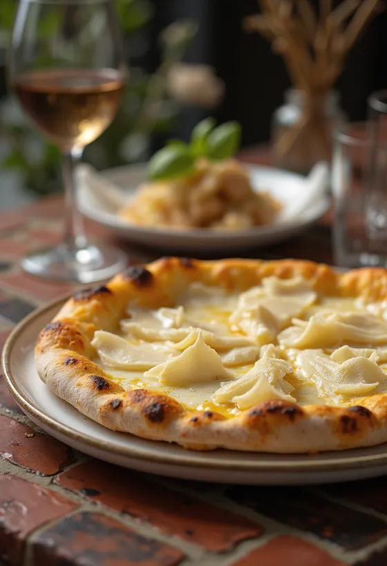 Pizza al Tartufo Bianco med vit tryffel och ostar