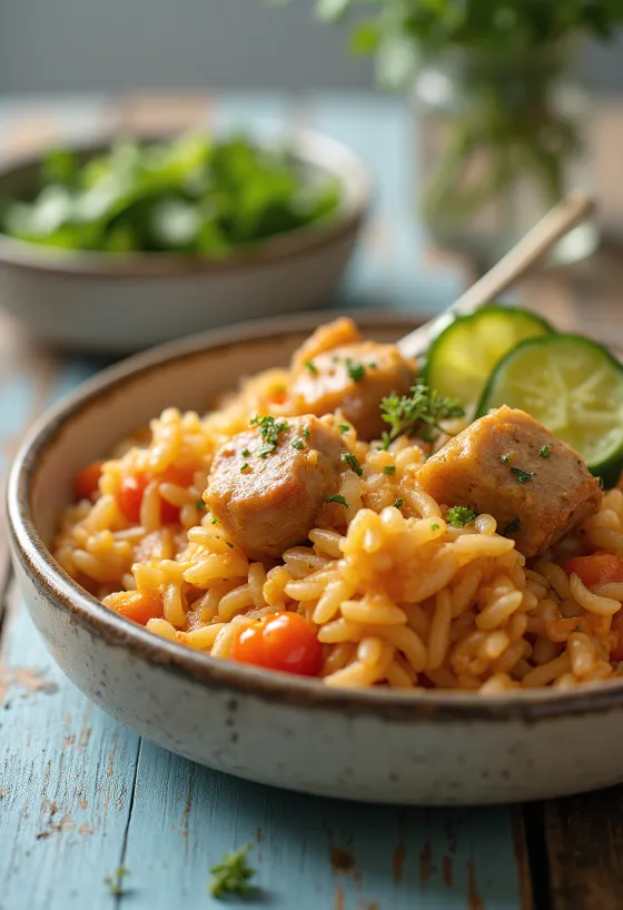 Ungersk risgryta med saftigt fläskkött och rikligt med grönsaker.