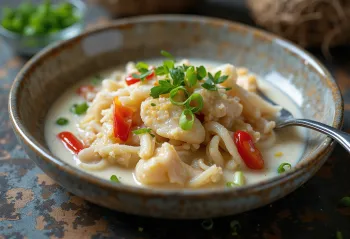 Saltfish i kokosmjölkssås, serverad med färsk koriander