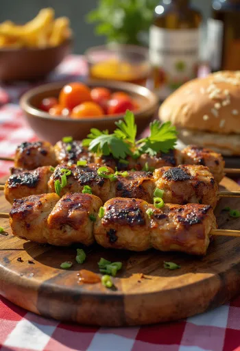 Kamelkebab serverad med färsk sallad och pitabröd.