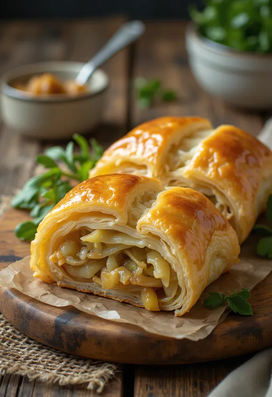 Ungersk kålstrudel serverad