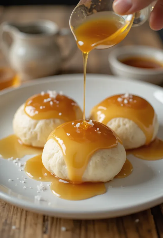 Bao bun med karamell serverad