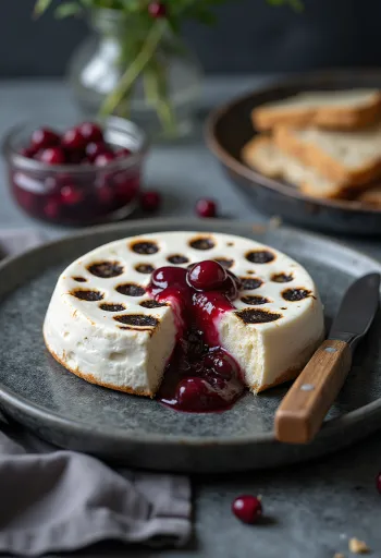 Leipäjuusto, gyllenbrunt gräddad finsk ost i rund form, på trätallrik