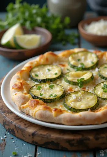 Pizza al Zucchini med zucchini och ostar