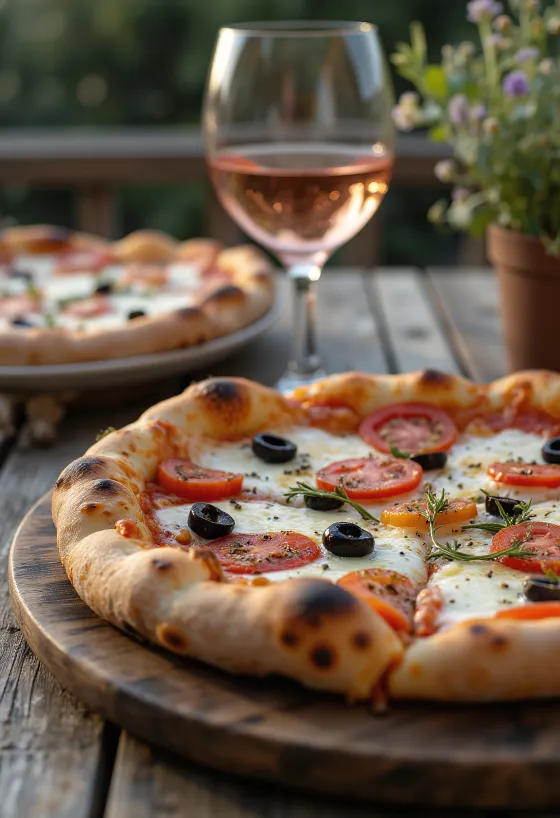 Pizza Provençale med tomat, svarta oliver och provencalska kryddor