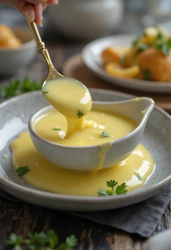 Dill- och smörsås med citron serverad