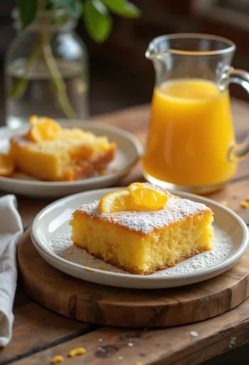 Honungs- och apelsinkaka serverad