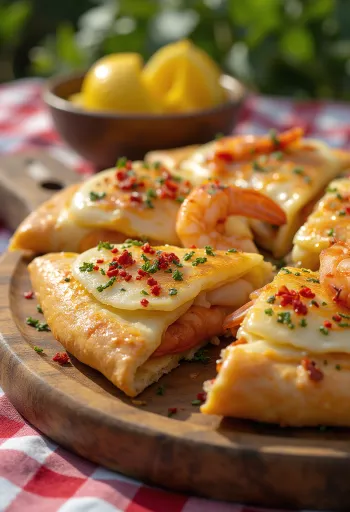 Nygräddad pikant calzone med räkor