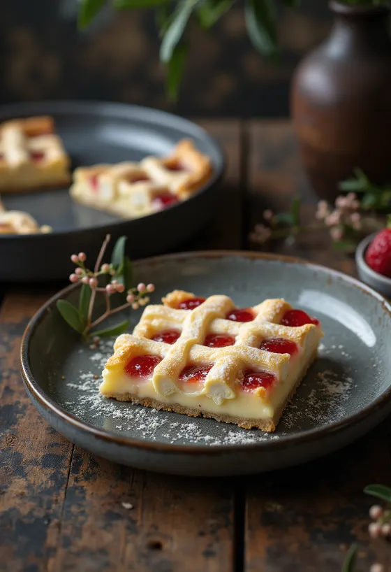 Rákóczi kvargpaj med gyllene maräng och aprikossylt