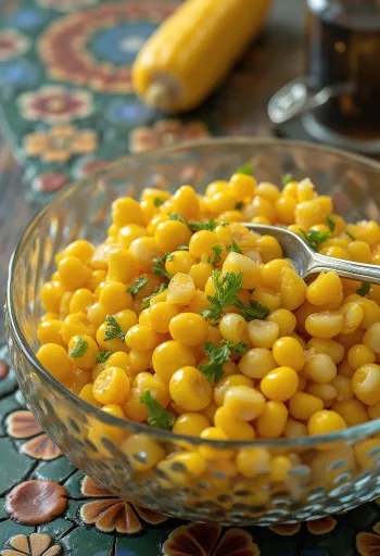 Färsk majssallad med krispiga grönsaker och krämig dressing
