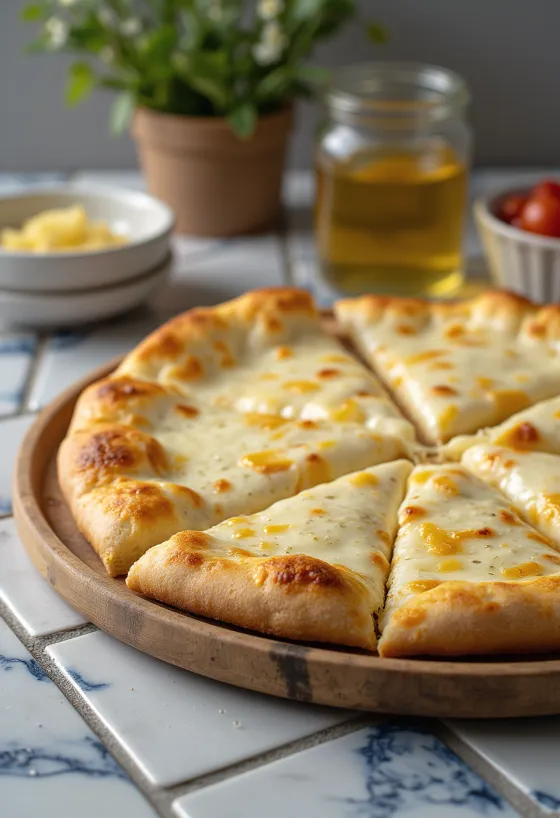 Pizza alla Crema med krämig ost och basilika