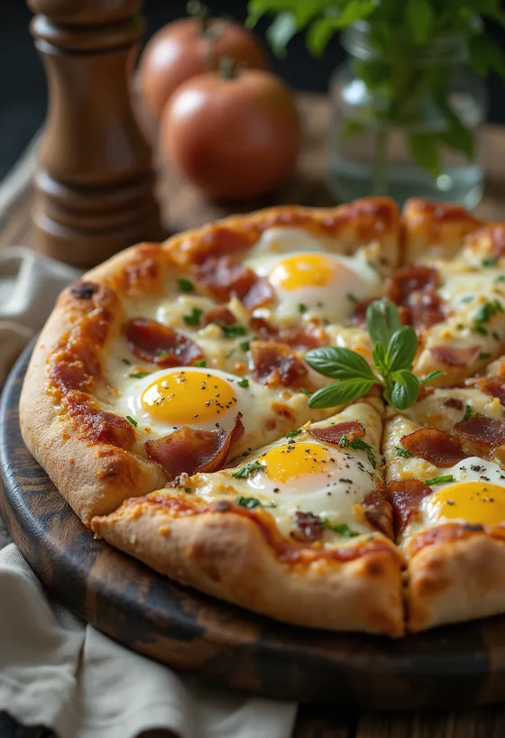 Pizza Rustica Abruzzese med bacon, ägg och pecorinoost