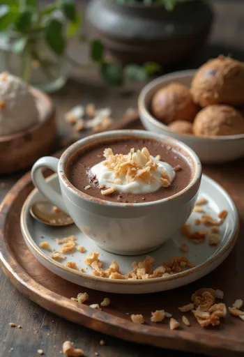 Varm kokosdryck serverad