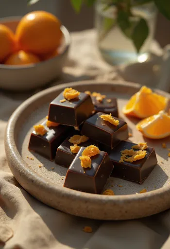 Apelsinchoklad serverad på ett fat