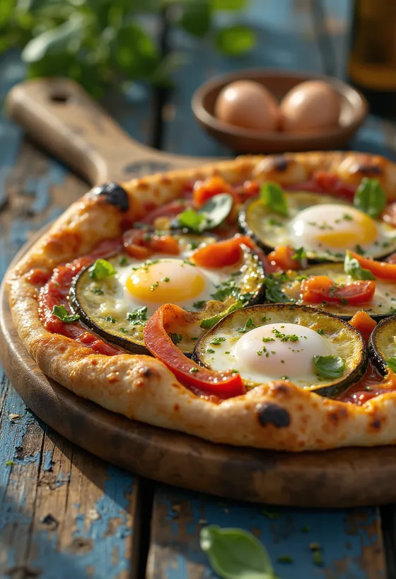 Pizza alla Griglia med grillade grönsaker