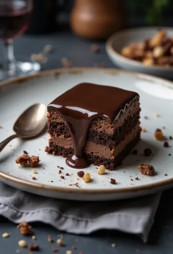 Rigó Jancsi chokladkaka på vit tallrik