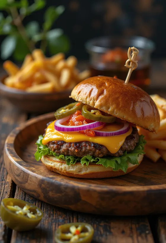Spicy jalapeño burger serverad