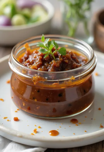 Jerksås serverad med grillad kyckling och grönsaker